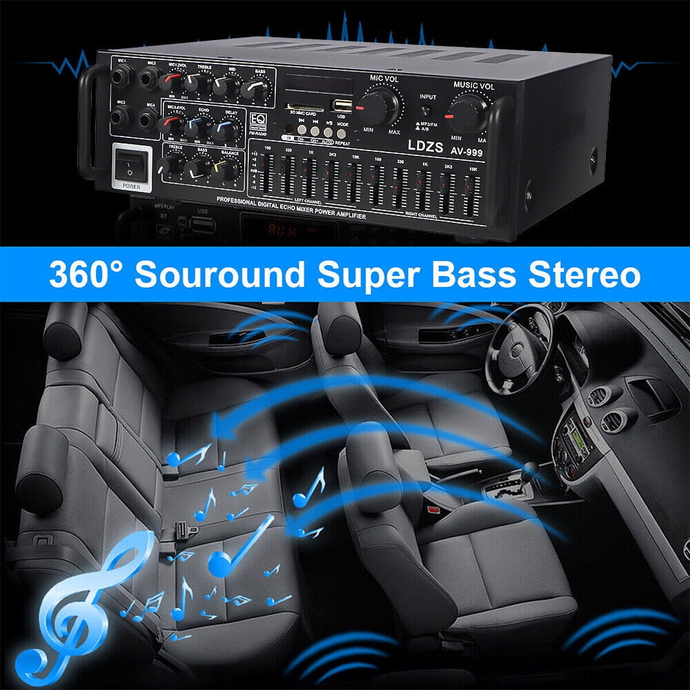 Jinyi 326BT/999BT 5000W Continuous Power 2.0 Channel Audio Power Amplifier