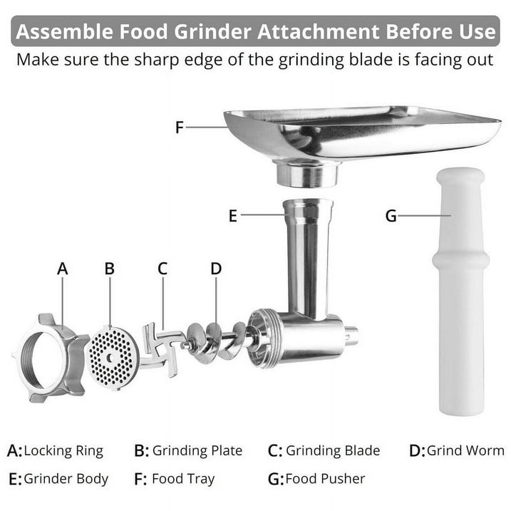 Metal Food Grinder Attachment for KitchenAid Stand Mixers Durable Meat Grinder Sausage Stuffer Food Processor