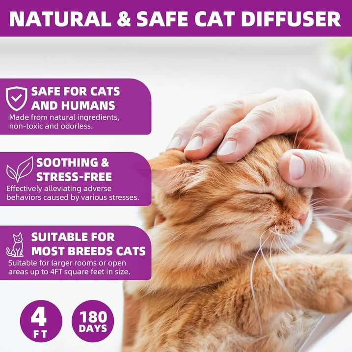 JahyShow Stress-Relieving Cat Pheromone Diffuser Refill, 6 Pack Anxiety Relief for Cats Calming Formula Plug-in