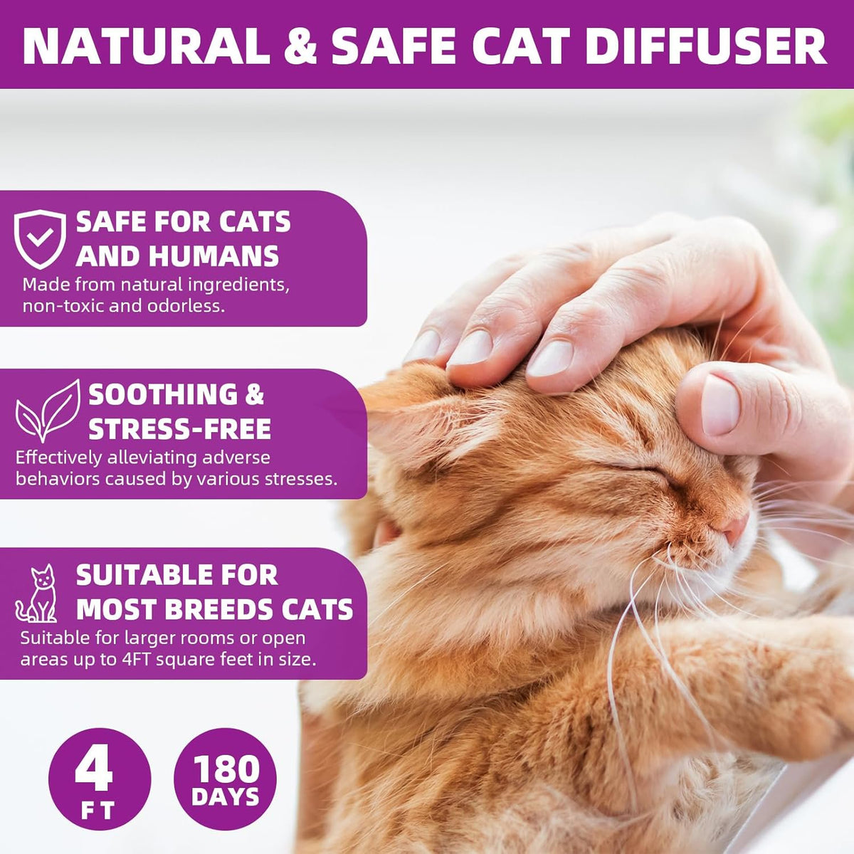 JahyShow Stress-Relieving Cat Pheromone Diffuser Refill, 6 Pack Anxiety Relief for Cats Calming Formula Plug-in