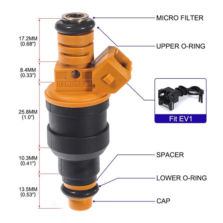 Set of 8 Bosch Flow of Matched Fuel Injectors 280150943 for Ford 4.6L, 5.0L, 5.4L, 5.8L