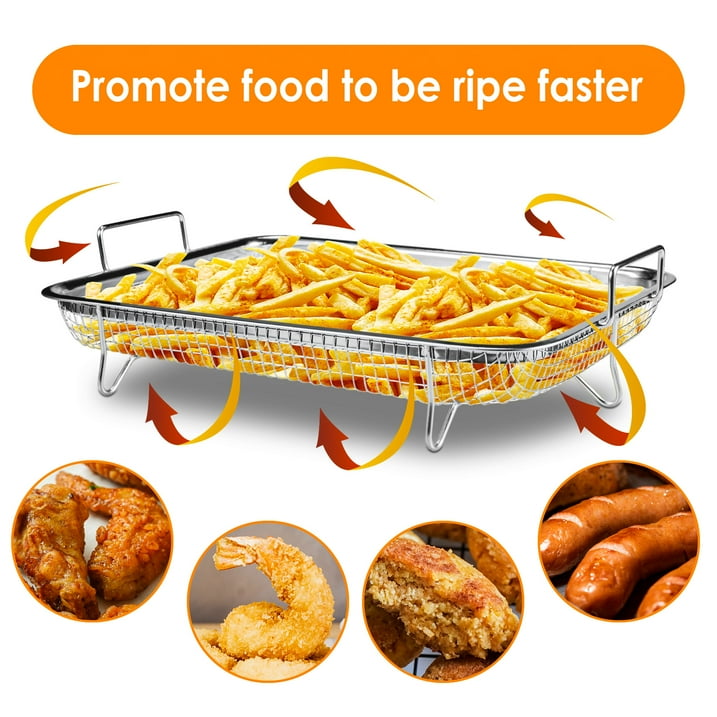 JahyShow Air Fryer Basket 2-Piece Non-Stick Stainless Steel Deep Fryer Accessories