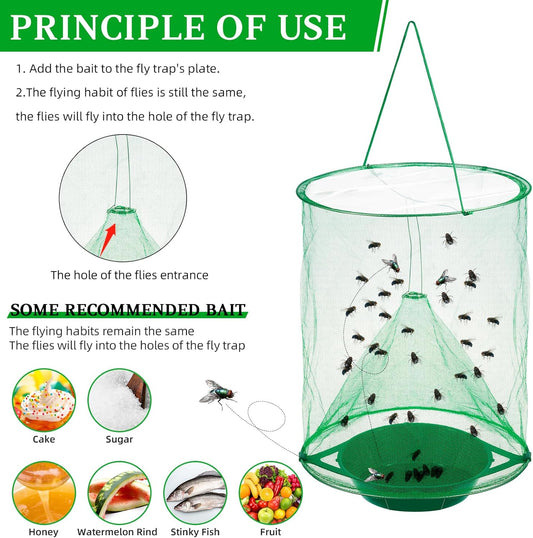 Heavy-Duty Horse Fly Catcher 8PCS Stable Hanging Trap Waterproof & Reusable Bait Tray - For Farms, Gardens, Restaurants - Ranch Fly Repellent