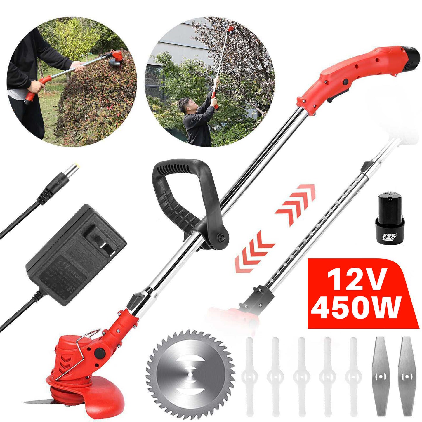 Electric Weed Lawn Eater Edger Grass String Trimmer Cutter With Charger