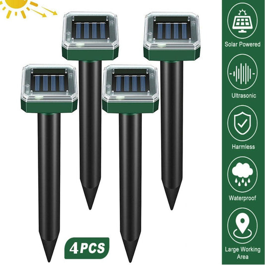 4Pack Solar Mole Repellent, Ultrasonic & Solar Powered Gopher Repellent